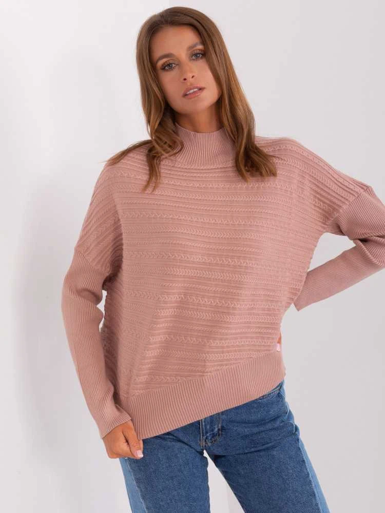 Wool Fashion Italia Megztinis-AT-SW-2368.36X-tamsiai rožinis