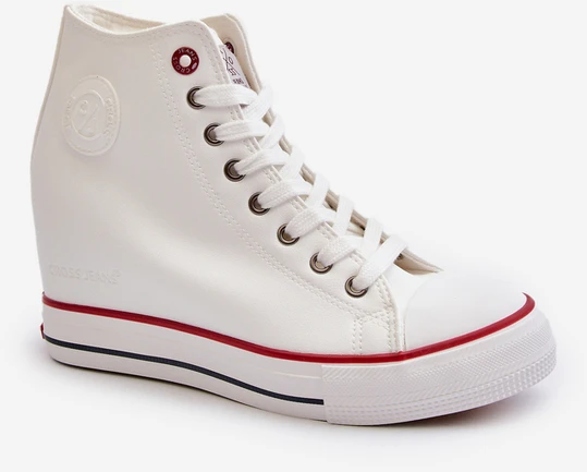 Baltos odos Cross Jeans batai su platforma