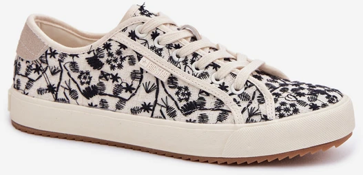 Big Star Moteriški smėlio spalvos bateliai su išsiuvinėtu raštu