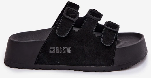 Big Star Moteriškos platforminės madingos natūralios odos šlepetės