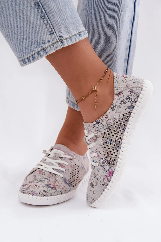 Boto Ažūriniai raštuoti lengvi bateliai iš natūralios odos