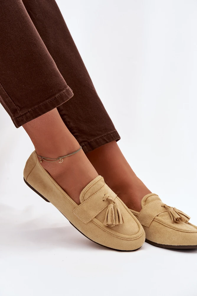 Boto Elegantiški moteriški zomšiniai geltoni mokasinai