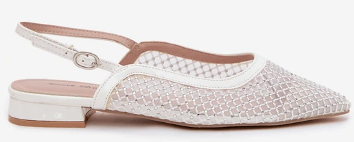 Boto Elegantiški tinklelio rašto balti bateliai
