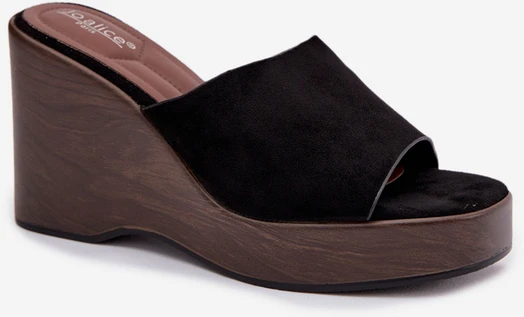 Boto Moteriškos elegantiškos juodos platforminės šlepetės