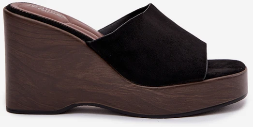 Boto Moteriškos elegantiškos juodos platforminės šlepetės