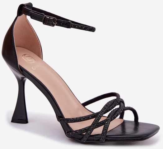 Boto Moteriškos juodos proginės aukštakulnės basutės