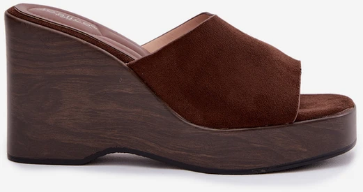 Boto Moteriškos šokolado spalvos elegantiškos platforminės šlepetės