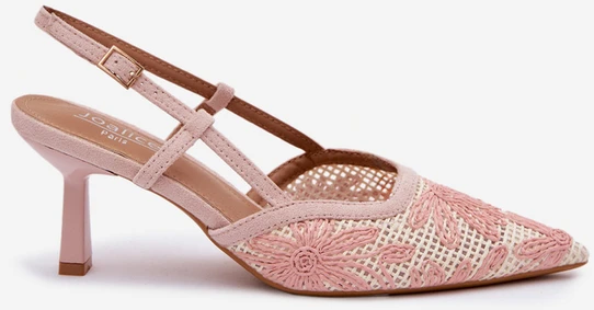 Boto Rožinės spalvos elegantiški siuvinėto rašto aukštakulniai