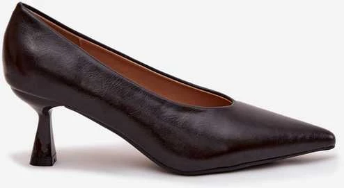 Boto Tamsiai rudi elegantiški aukštakulniai bateliai patogiu kulnu