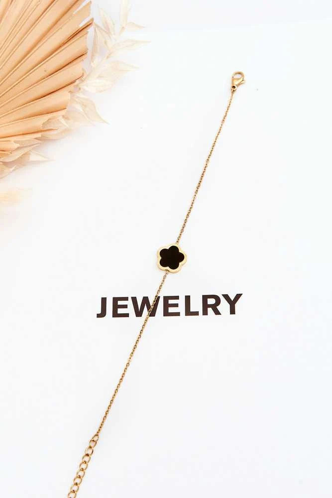 Boto Women's Bracelet With Juodas Flower Gold