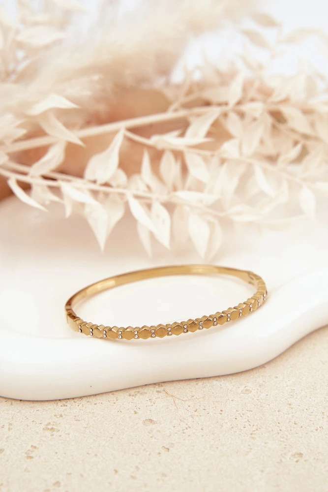 Boto Women's Bracelet With Small Cubic Zirconia Stainless Steel Gold