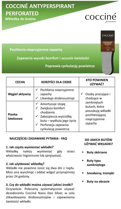 „Coccine“ vidpadžiai nuo prakaitavimo su aktyvuota anglimi