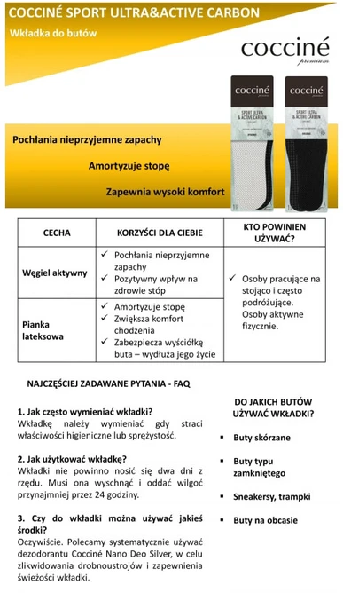 Coccine vidpadžiai Sport Ultra su aktyvia anglimi