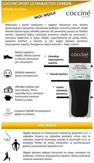 Coccine vidpadžiai Sport Ultra su aktyvia anglimi