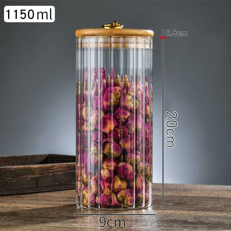 Eu Sandelis Cukrinė, stiklinis indas su bambukiniu dangteliu, l dydžio, 1150 ml 1 vnt. SZK169