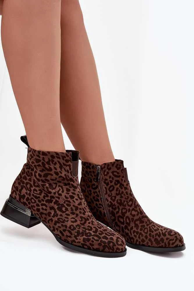 D&A Natūralios zomšos aulinukai su leopardo raštu