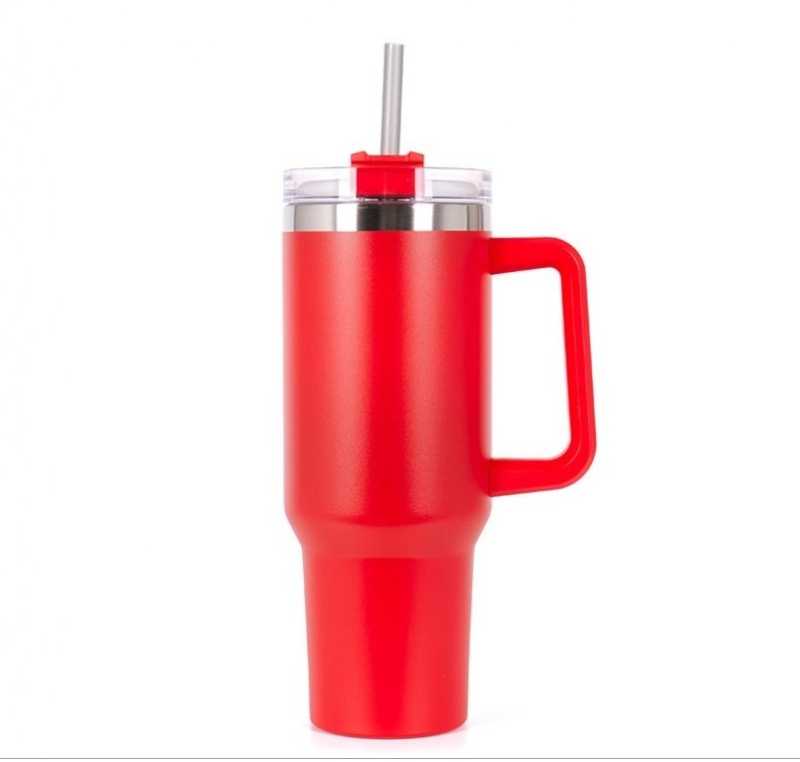 ECARLA termo puodelis su rankena ir šiaudeliu, 1 l, raudonas, CUP15