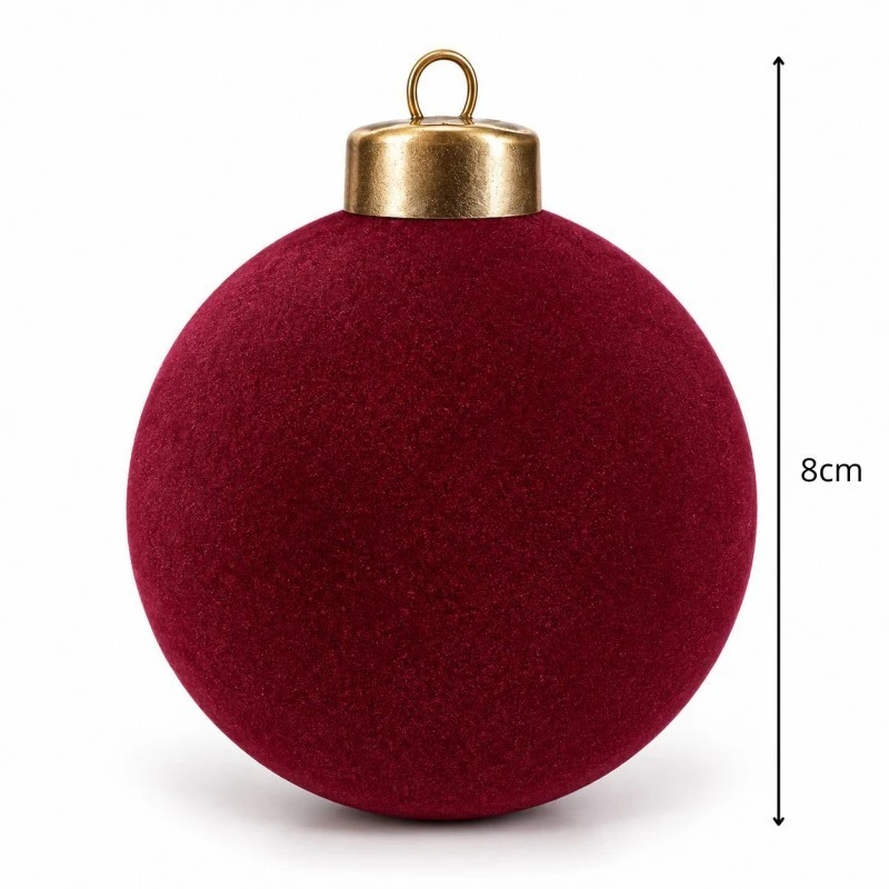 Eu Sandelis 15 bordo spalvos, aksominių kalėdinių eglutės žaisliukų rinkinys, 7cm BSN84