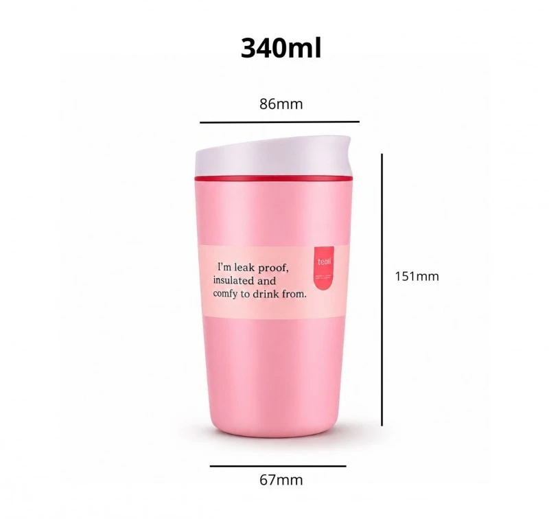 Eu Sandelis Didelis termo puodelis 340 ml, uždaromas, šviesiai rožinis CUP32