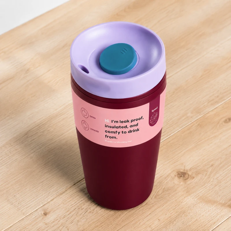 Eu Sandelis Didelis termo puodelis 340 ml, uždaromas, bordo spalvos CUP31