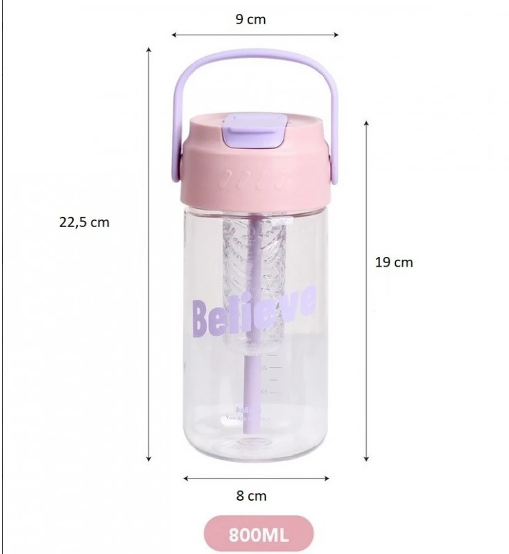 Eu Sandelis Fortune BD35 800 ml vandens buteliukas su krepšeliu ir šiaudeliu