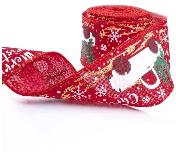 Eu Sandelis Kalėdinė juostelė - kaspinas, kalėdinė dovanų juostelė 5cm x 5m KSN70