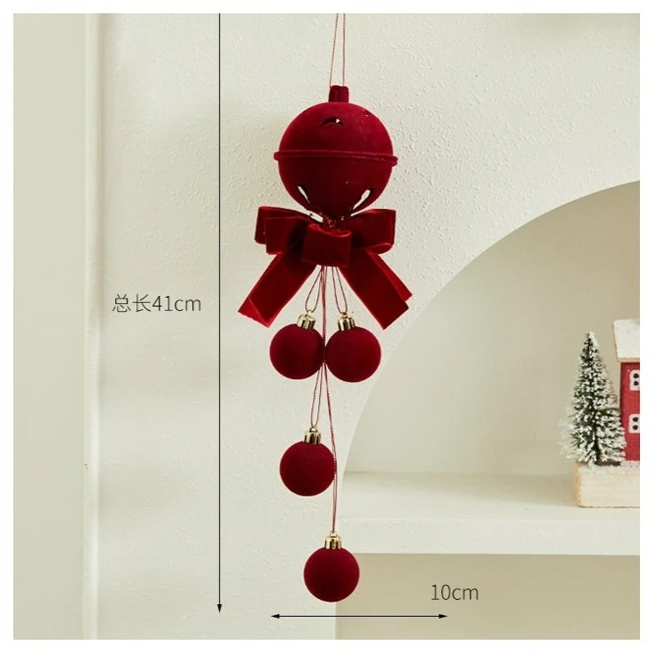 Eu Sandelis Kalėdinės aksominis varpelis su kaspinu ir žaisliukais, 1 vnt., 34cm WOZ49