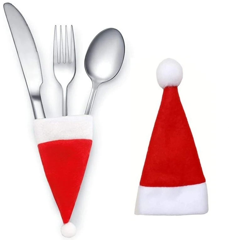 Eu Sandelis Kalėdų Senelio kepuraitės formos stalo įrankių dėklas, 12cm x 6cm 1vnt KSN68POJ
