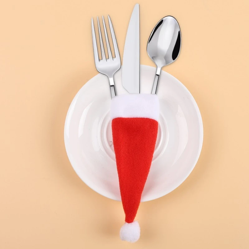 Eu Sandelis Kalėdų Senelio kepuraitės formos stalo įrankių dėklas, 12cm x 6cm 1vnt KSN68POJ