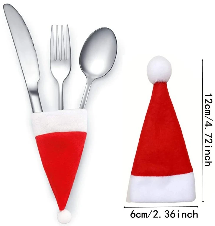 Eu Sandelis Kalėdų Senelio kepuraitės formos stalo įrankių dėklas, 12cm x 6cm 1vnt KSN68POJ