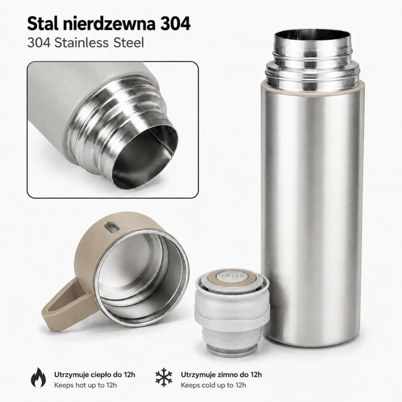 Eu Sandelis Kelioninis nerūdijančio plieno termosas su puodeliu, 500ml BD65BEZ