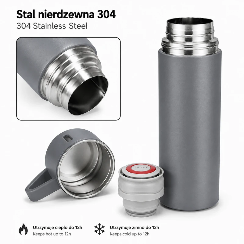 Eu Sandelis Kelioninis nerūdijančio plieno termosas su puodeliu, 500ml BD65SZ