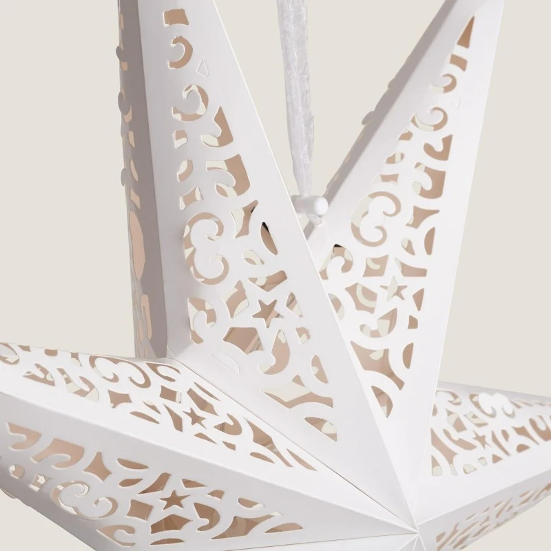 Eu Sandelis Pakabinama Kalėdinė balta kartoninė ažūrinė žvaigždė, 60 cm, 3D WG12