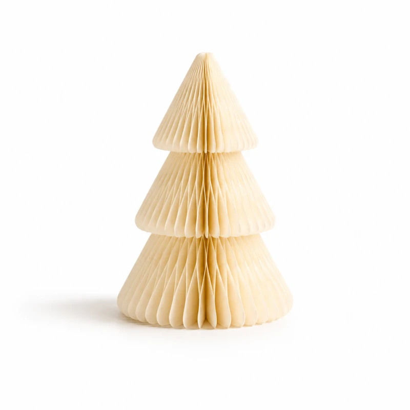 Eu Sandelis Popierinė kalėdinės eglutės dekoracija, sulankstyta, kreminės spalvos, 20 cm WOZ69