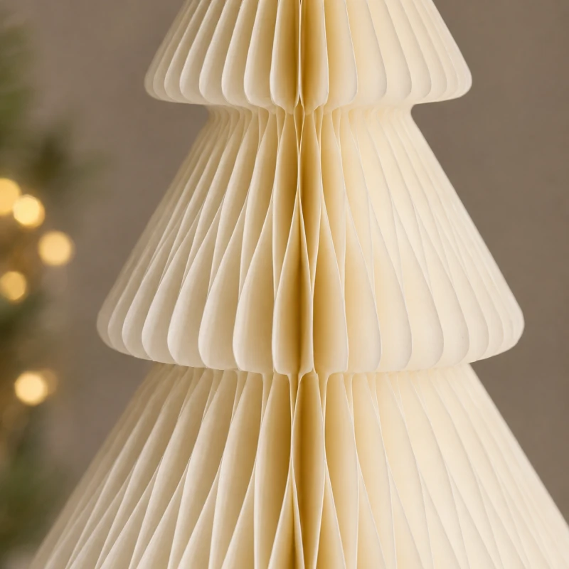Eu Sandelis Popierinė kalėdinės eglutės dekoracija, sulankstyta, kreminės spalvos, 30 cm WOZ68