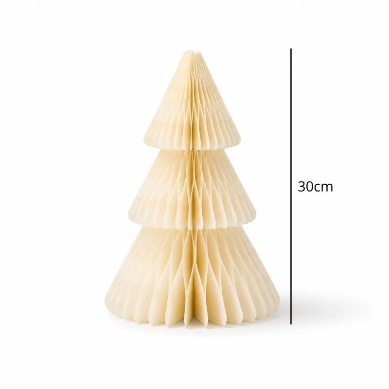 Eu Sandelis Popierinė kalėdinės eglutės dekoracija, sulankstyta, kreminės spalvos, 30 cm WOZ68
