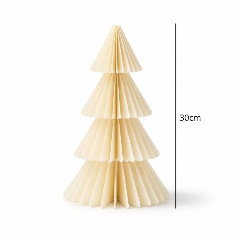 Eu Sandelis Popierinė kalėdinės eglutės dekoracija, sulankstyta, kreminės spalvos, 30 cm WOZ67