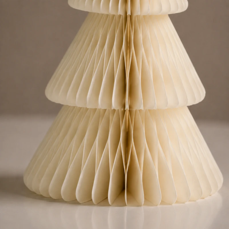 Eu Sandelis Popierinė kalėdinės eglutės dekoracija, sulankstyta, kreminės spalvos, 20 cm WOZ69
