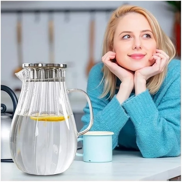 Eu Sandelis Stiklinis ąsotis su rankena ir dangteliu 1700 ml 1 vnt DZ05