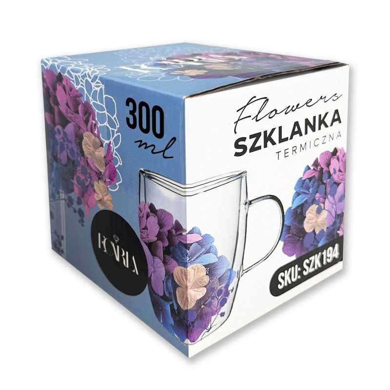 Ecarla Eu Sandelis Dvigubo stiklo termo puodelis su gėlėmis viduje 300ml 1vnt SZK194