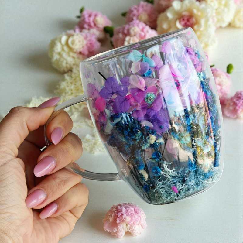 Ecarla Eu Sandelis Dvigubo stiklo termo puodelis su gėlėmis viduje 300ml 1vnt SZK194
