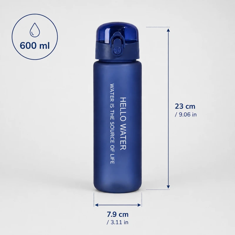 Eu Sandelis Vandens butelis, sportinis butelis HELLO WATER 600ML mėlynas BD68