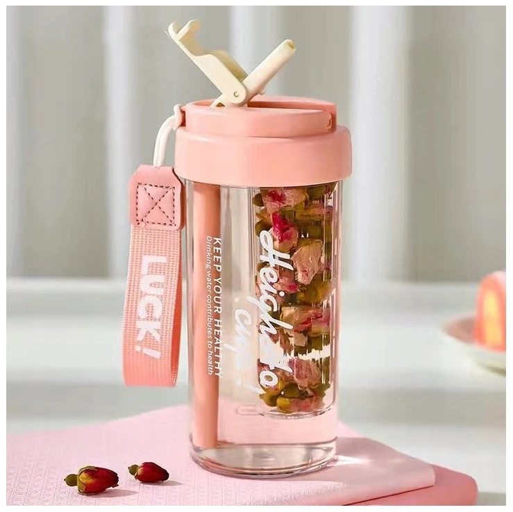 Eu Sandelis Vandens butelis su krepšeliu ir šiaudeliu, 600 ml, Simple BD32R