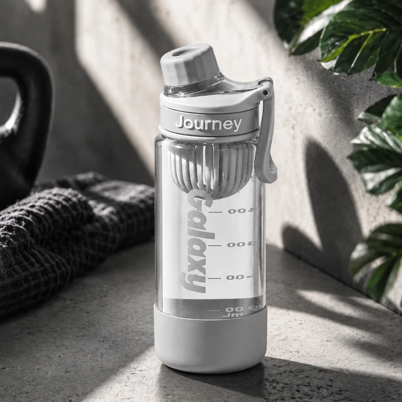 Eu Sandelis Vandens butelis su rankena, sportinis butelis su matavimo puodeliu 800 ml GALAXY pilkas BD71SZ