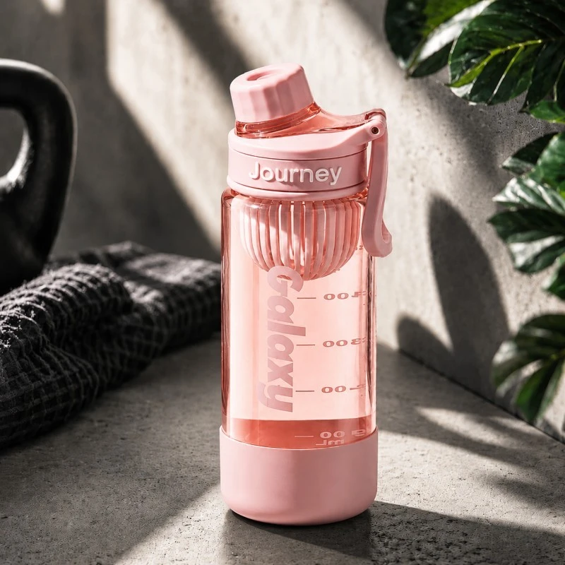Eu Sandelis Vandens butelis su rankena, sportinis butelis su matavimo puodeliu 800 ml GALAXY rožinis BD71R