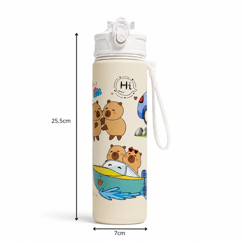 Gertuvė Eu Sandelis Vandens buteliukas su šiaudeliu ir kandikliu 800 ml CAPIBARA BD67