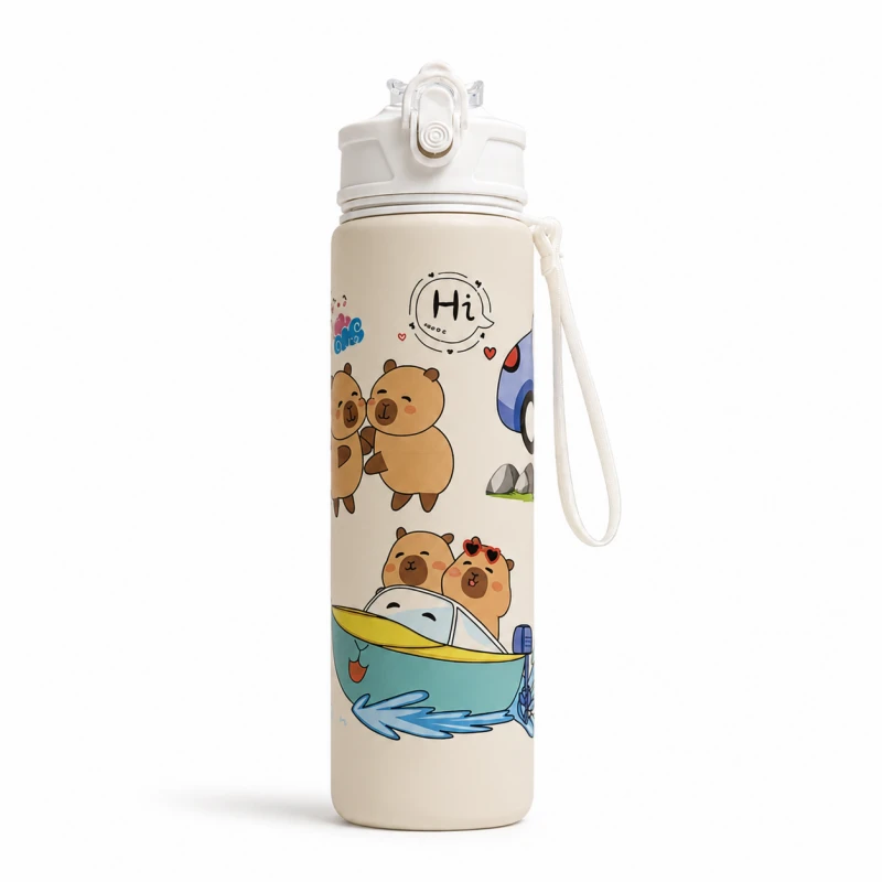 Gertuvė Eu Sandelis Vandens buteliukas su šiaudeliu ir kandikliu 800 ml CAPIBARA BD67
