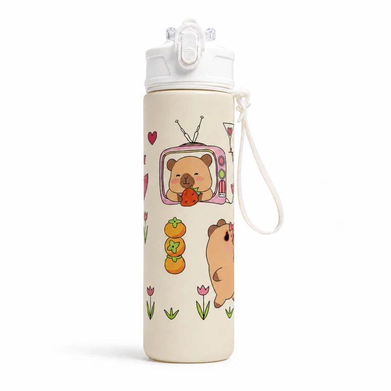 Gertuvė Eu Sandelis Vandens buteliukas su šiaudeliu ir kandikliu 800 ml CAPIBARA BD66