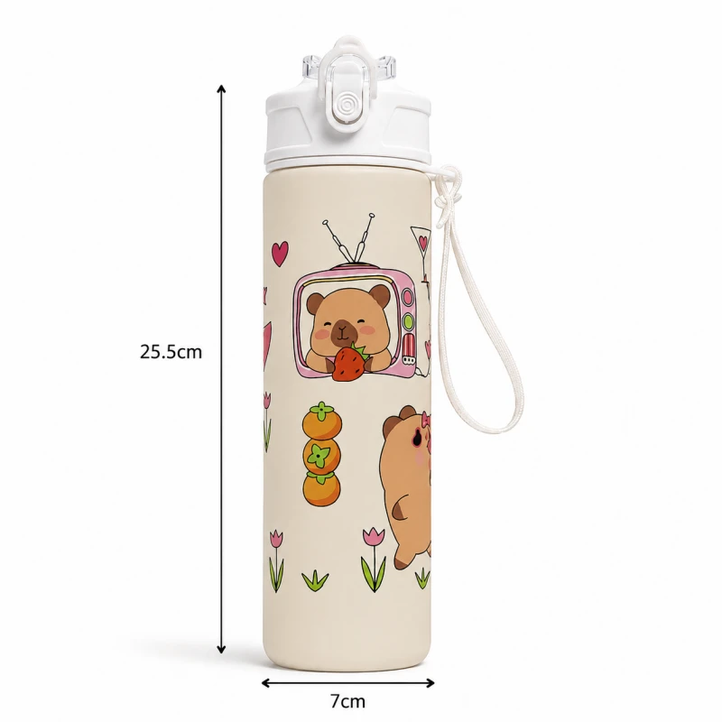 Gertuvė Eu Sandelis Vandens buteliukas su šiaudeliu ir kandikliu 800 ml CAPIBARA BD66