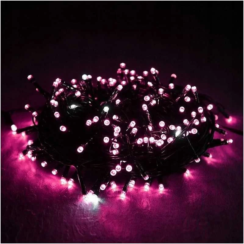 Eu Sandelis Vidaus/išorės rožinė elektrinė lempučių girlianda 200 LED LAMP02R